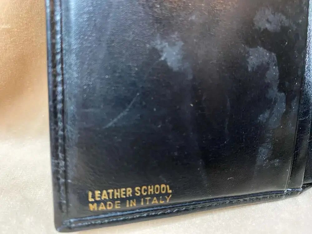 Vintage Scuola del Cuoio Florence Leather Wallet with Gold Fleur-de-lis